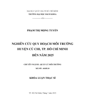 Luận văn thạc sĩ quản lý môi trường nghiên cứu quy hoạch môi trường huyện củ chi tp hồ chí minh đến năm 2025