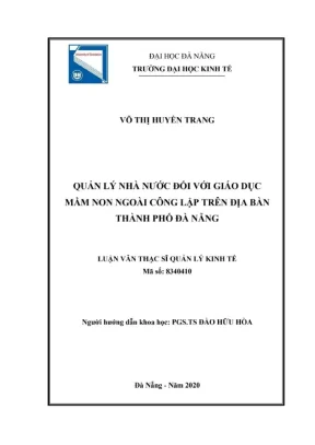 Luận văn thạc sĩ quản lý kinh tế quản lý nhà nước đối với giáo dục mầm non ngoài công lập trên địa bàn thành phố đà nẵng
