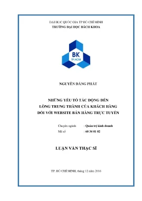 Luận văn thạc sĩ quản trị kinh doanh những yếu tố tác động đến lòng trung thành của khách hàng đối với website bán hàng trực tuyến