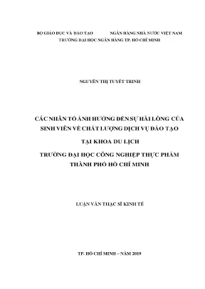 Luận văn thạc sĩ kinh tế các nhân tố ảnh hưởng đến sự hài lòng của sinh viên về chất lượng dịch vụ đào tạo tại khoa du lịch trường đại học công nghiệp thực phẩm tp hcm