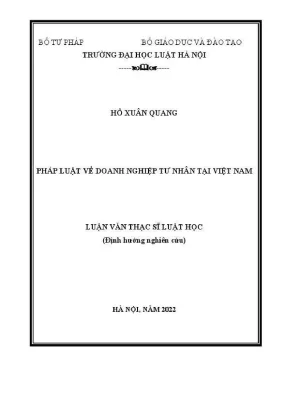 Luận văn thạc sĩ luật học pháp luật về doanh nghiệp tư nhân tại việt nam