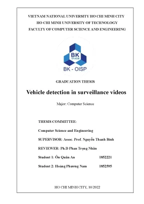 Luận văn tốt nghiệp khoa học máy tính vehicle detection in surveillance videos
