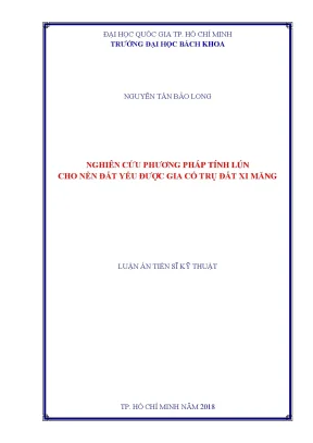 Luận văn thạc sĩ kỹ thuật xây dựng nghiên cứu phương pháp tính lún cho nền đất yếu được gia cố trụ đất xi măng