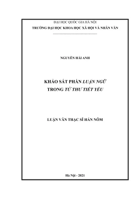 Luận văn thạc sĩ hán nôm khảo sát phần luận ngữ trong tứ thư tiết yếu