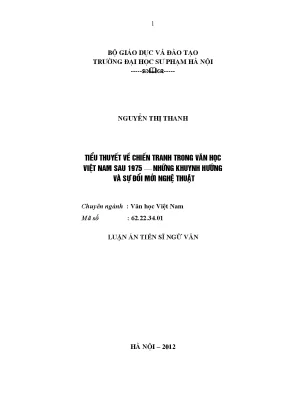 Luận văn tiểu thuyết về chiến tranh trong văn học việt nam sau 1975 những khuynh hướng và d sự đổi mới nghệ thuật