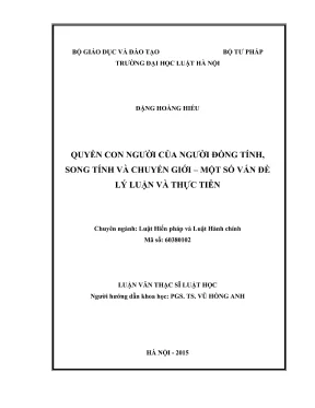 Luận văn thạc sĩ luật học quyền con người của người đồng tính song tính và chuyển giới một số vấn đề lý luận và thực tiễn