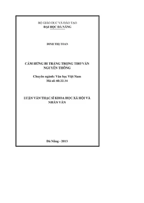 Luận văn thạc sĩ khoa học xã hội và nhân văn cảm hứng bi tráng trong thơ văn nguyễn thông