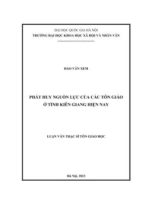 Luận văn thạc sĩ tôn giáo học phát huy nguồn lực của các tôn giáo ở tỉnh kiên giang hiện nay