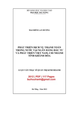 Luận văn thạc sĩ quản trị kinh doanh phát triển dịch vụ thanh toán trong nước tại ngân hàng đầu tư và phát triển việt nam chi nhánh tỉnh khánh hoà