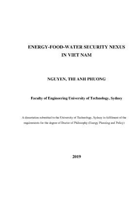 Luận án tiến sĩ quy lý năng lượng energyfoodwater security nexus in viet nam