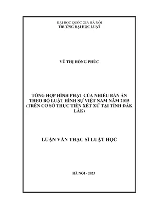 Luận văn thạc sĩ luật học tổng hợp hình phạt của nhiều bản án theo bộ luật hình sự việt nam năm 2015 trên cơ sở thực tiễn xét xử tại tỉnh đắk lắk