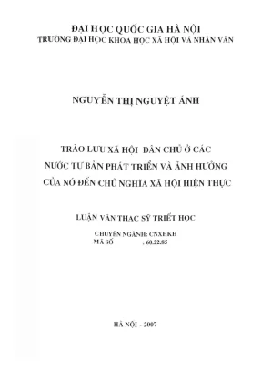 Luận văn thạc sĩ triết học trào lưu xã hội dân chủ ở các nước tư bản phát triển và ảnh hưởng của nó đến chủ nghĩa xã hội hiện thực