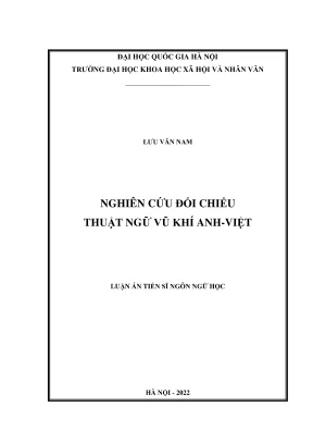 Luận án tiến sĩ ngôn ngữ học nghiên cứu đối chiếu thuật ngữ vũ khí anh việt