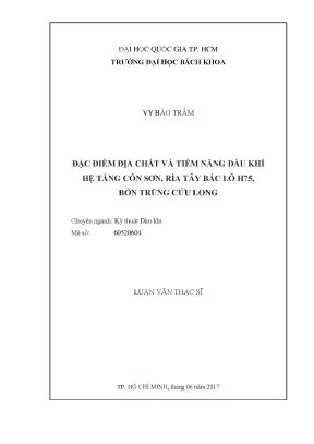 Luận văn thạc sĩ kỹ thuật dầu khí đặc điểm địa chất và tiềm năng dầu khí hệ tầng côn sơn rìa tây bắc lô h75 bồn trũng cửu long