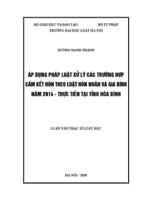 Luận văn thạc sĩ luật học áp dụng pháp luật xử lý các trường hợp cấm kết hôn theo luật hôn nhân và gia đình năm 2014 thực tiễn tại tỉnh hoà bình