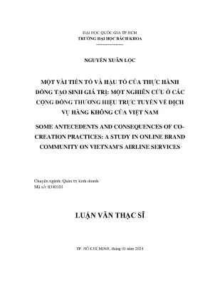 Luận văn thạc sĩ quản trị kinh doanh một vài tiền tố và hậu tố của thực hành đồng tạo sinh giá trị một nghiên cứu ở các cộng đồng thương hiệu trực tuyến về dịch vụ hàng không của việt nam