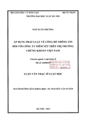 Luận văn thạc sĩ luật học áp dụng pháp luật về công bố thông tin đối với công ty niêm yết trên thị trường chứng khoán việt nam