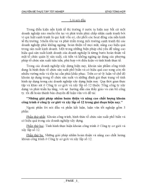 Luận văn những giải pháp nhằm hoàn thiện và nâng cao chất lượng khoán công trình ở công ty cơ giới và xây lắp số 12 trong giai đoạn hiện nay