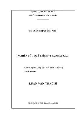 Luận văn thạc sĩ công nghệ thực phẩm nghiên cứu quá trình vi bao dầu gấc