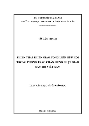 Luận văn thạc sĩ tôn giáo học thiên thai thiền giáo tông liên hữu hội trong phong trào chấn hưng phật giáo nam bộ việt nam