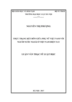 Luận văn thạc sĩ luật học thực trạng kết hôn giữa phụ nữ việt nam với người nước ngoài ở việt nam hiện nay