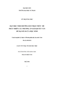 Luận văn thạc sĩ giáo dục học dạy học theo hướng dẫn nhận thức để phát triển các phương án giải quyết vấn đề đại số 10 của học sinh