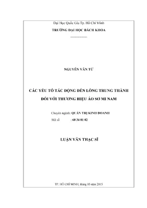 Luận văn thạc sĩ quản trị kinh doanh các yếu tố tác động đến lòng trung thành đối với thương hiệu áo sơ mi nam