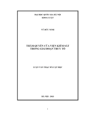 Luận văn thạc sĩ luật học thẩm quyền của viện kiểm sát trong giai đoạn truy tố