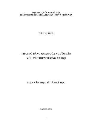 Luận văn thạc sĩ tâm lý học thái độ bàng quan của người dân với các hiện tượng xã hội