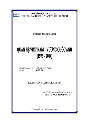Luận văn thạc sĩ lịch sử quan hệ việt nam vương quốc anh 1973 2004
