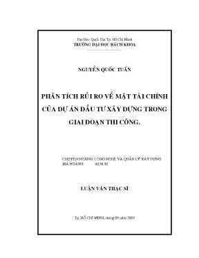 Luận văn thạc sĩ quản lý xây dựng phân tích rủi ro về mặt tài chính của dự án đầu tư xây dựng trong giai đoạn thi công