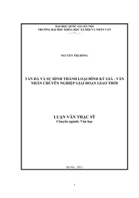 Luận văn thạc sĩ văn học tản đà và sự hình thành loại hình ký giả văn nhân chuyên nghiệp giai đoạn giao thời