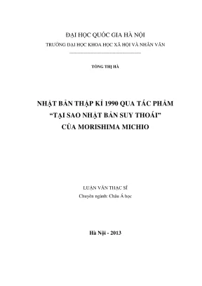 Luận văn thạc sĩ châu á học nhật bản thập kỷ 1990 qua tác phẩm tại sao nhật bản suy thoái của morishima michio