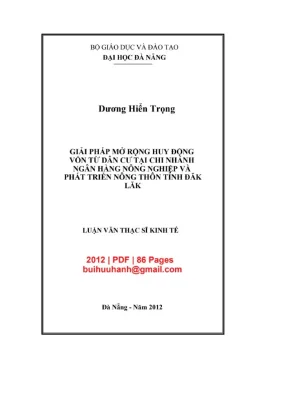 Luận văn thạc sĩ kinh tế giải pháp mở rộng huy động vốn từ dân cư tại chi nhánh ngân hàng nông nghiệp và phát triển nông thôn tỉnh đăk lăk