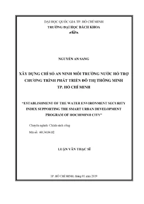 Luận văn thạc sĩ chính sách công xây dựng chỉ số an ninh môi trường nước hỗ trợ chương trình phát triển đô thị thông minh tp hồ chí minh