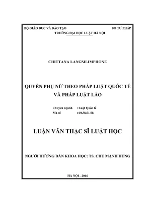 Luận văn thạc sĩ luật học quyền phụ nữ theo pháp luật quốc tế và pháp luật lào