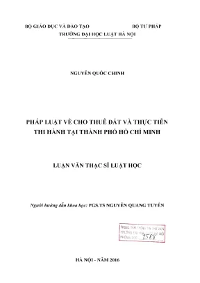 Luận văn thạc sĩ luật học pháp luật về cho thuê đất và thực tiễn thi hành tại thành phố hồ chí minh