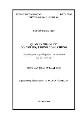 Luận văn thạc sĩ luật học quản lý nhà nước đối với hoạt động công chứng
