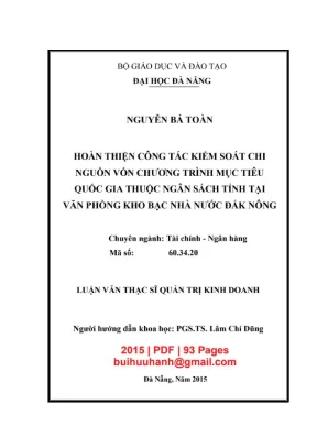 Luận văn thạc sĩ quản trị kinh doanh hoàn thiện công tác kiểm soát chi nguồn vốn chương trình mục tiêu quốc gia thuộc ngân sách tỉnh tại văn phòng kho bạc nhà nước đăk nông