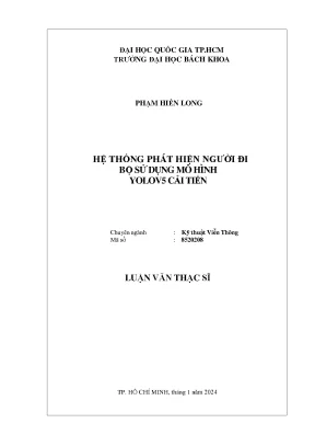 Luận văn thạc sĩ kỹ thuật viễn thông hệ thống phát hiện người đi bộ sử dụng mô hình yolov5 cải tiến