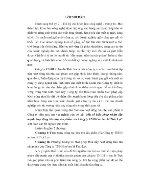 Luận văn một số biện pháp nhằm đẩy mạnh hoạt động tiêu thụ sản phẩm của công ty tnhh in bao bì thái lợi