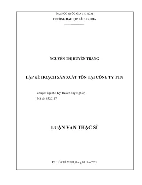 Luận văn thạc sĩ kỹ thuật công nghiệp lập kế hoạch sản xuất tôn tại công ty ttn