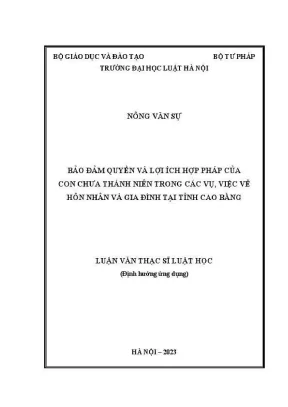 Luận văn thạc sĩ luật học bảo đảm quyền và lợi ích hợp pháp của con chưa thành niên trong các vụ việc về hôn nhân và gia đình tại tỉnh cao bằng