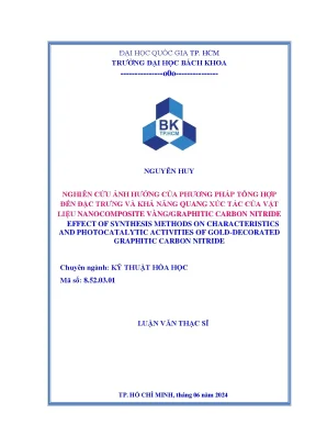 Luận văn thạc sĩ kỹ thuật hóa học nghiên cứu ảnh hưởng của phương pháp tổng hợp đến đặc trưng và khả năng quang xúc tác của vật liệu nanocomposite vànggraphitic carbon nitride