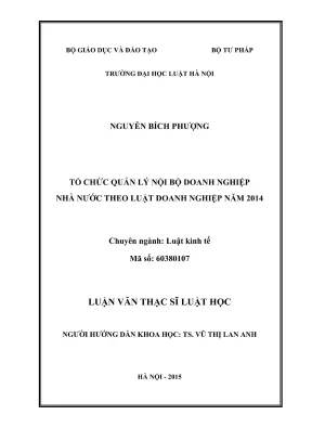 Luận văn thạc sĩ luật học tổ chức quản lý nội bộ doanh nghiệp nhà nước theo luật doanh nghiệp năm 2014