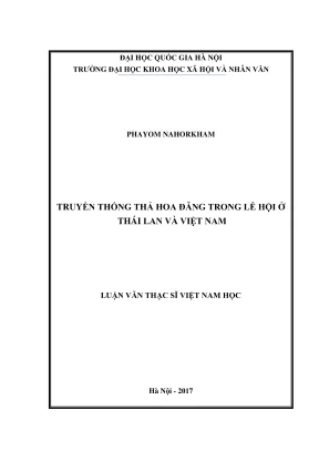 Luận văn thạc sĩ việt nam học truyền thống thả hoa đăng trong lễ hội ở thái lan và việt nam