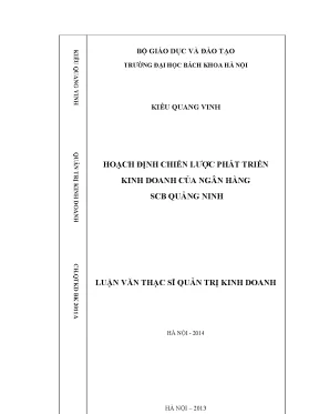 Luận văn thạc sĩ quản trị kinh doanh hoạch định chiến lược phát triển kinh doanh của ngân hàng scb quảng ninh
