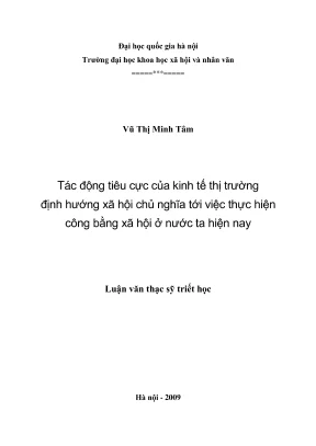 Luận văn thạc sĩ triết học tác động tiêu cực của kinh tế thị trường định hướng xã hội chủ nghĩa tới việc thực hiện công bằng xã hội ở nước ta hiện nay