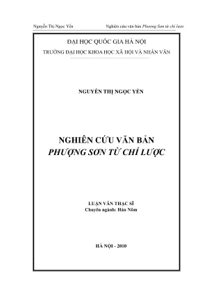Luận văn thạc sĩ hán nôm nghiên cứu văn bản phượng sơn từ chí lược