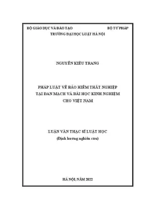 Luận văn thạc sĩ luật học pháp luật về bảo hiểm thất nghiệp tại đan mạch và bài học kinh nghiệm cho việt nam